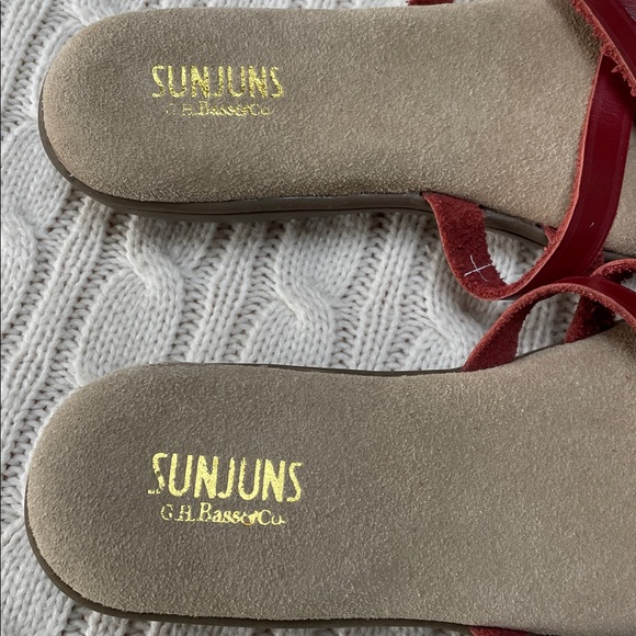 G.H. Bass & Co sz 6.5 WW leather Sunjuns Sharons thong sandals cinnamon colored - Picture 3 of 11